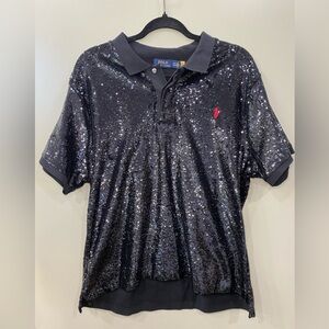 Ralph Lauren Black Sequin skinny fit polo xxl